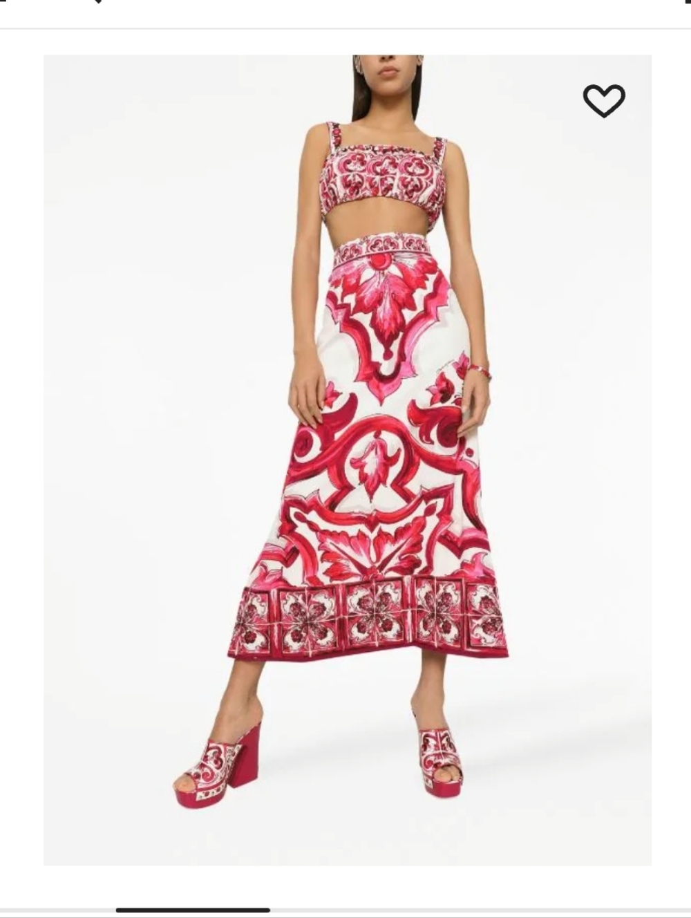 Dolce & Gabbana Majolica - pink print  Two-Piece Pink Maxi Set. SS 2023